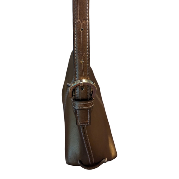 90s Nine & Company Faux Pebbled Leather Bronze Mini Purse W Contrast Stitching - Picture 5 of 8